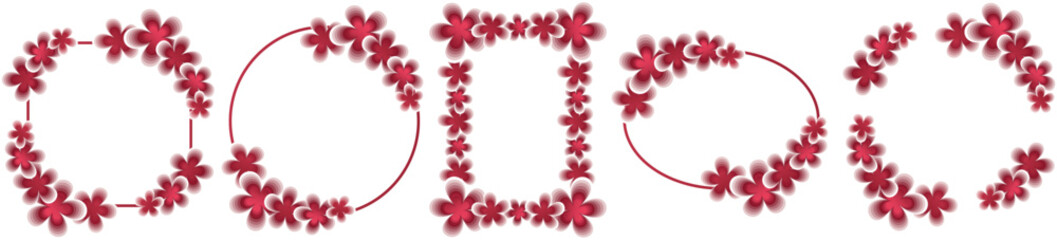 Pink Gradient Floral Frames Set, Handcrafted Flower Borders for Spring Holidays, International Women’s Day, Romantic Feminine Design, Elegant Botanical Decoration © Ion