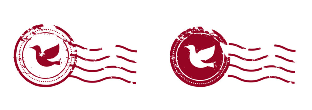 Bird illustration postmark set