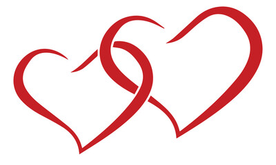 Two linked heart Couple symbol Lovely wedding Icon Victor Art