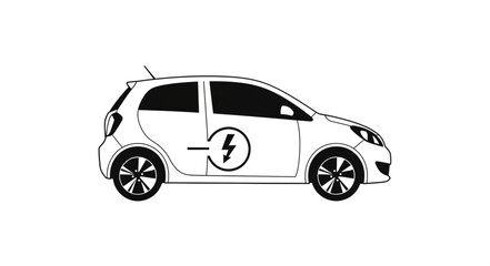 Fototapeta premium Electric Car Illustration with Charging Symbol.