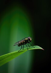 Fototapeta premium A fascinating mimicry insect, the unique swallowtail fly rests calmly on a vibrant green tropical jungle leaf under natural light ,natural light ,nature ,ecosystem