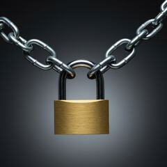 A heavy steel chain and padlock securely restrict movement, emphasizing concepts of security, denial, and unauthorized access ,enclosure ,lock ,industrial