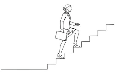 Fototapeta premium businesswoman climb up stair to the top to reaching to grab precious reward. 