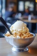 Creamy Vanilla Ice Cream Sundae with Crumbles