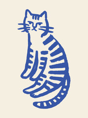Obraz na płótnie Canvas Striped cat doodle hand drawn vector illustration
