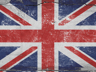 Fototapeta premium British Union Jack flag on the old wall