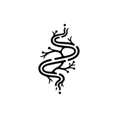 Abstract DNA Helix Symbol with Branching Elements and Dots