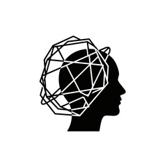 Abstract Geometric Brain Silhouette with Network Connections