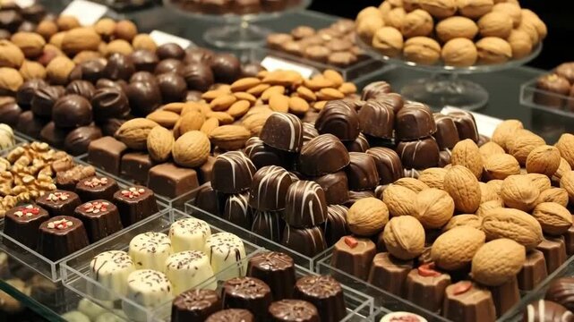 Assorted chocolates and sweets displayed on a table