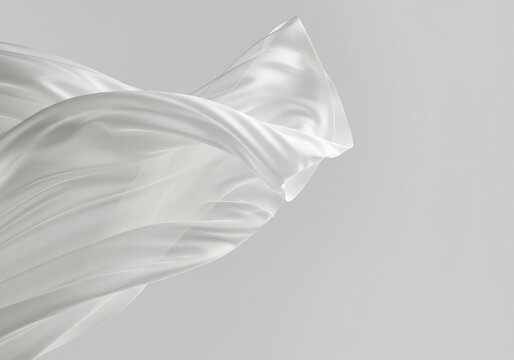 Abstract image of clean white fabric fluttering and billowing vigorously in a dynamic airflow, suggesting freedom and purity of movement ,minimal ,dynamic ,bright