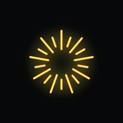 Obraz premium Neon light is forming a glowing sun with rays of light emanating from its center on a black background