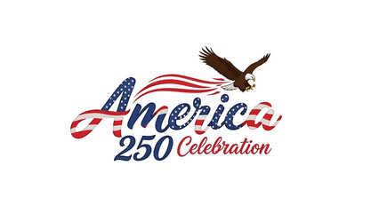 America 250 celebration logo with eagle and flag design