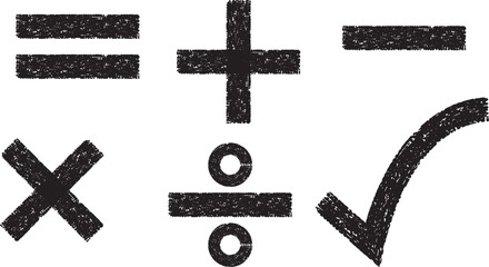 Hand drawn math symbols set