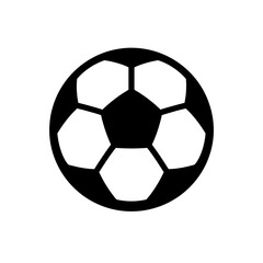 A black and white icon of a soccer ball