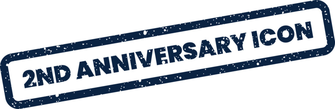 Distressed rectangular stamp featuring 2ND ANNIVERSARY ICON text, suitable for digital media and celebratory themes