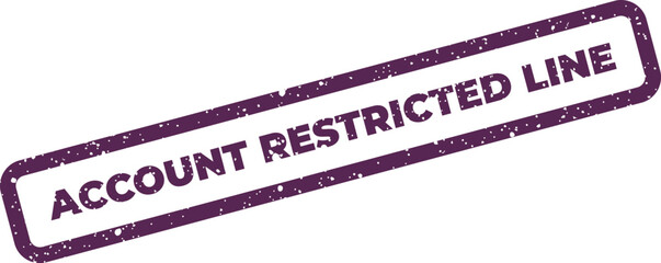 Distressed rectangular stamp featuring an account restricted line message for policy enforcement and boundary indications