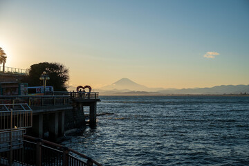 The Shonan sea at dusk viewed from Shonandaira
