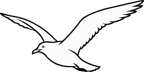 Obraz premium Outline illustration of a bird with wide wings outstretched in flight