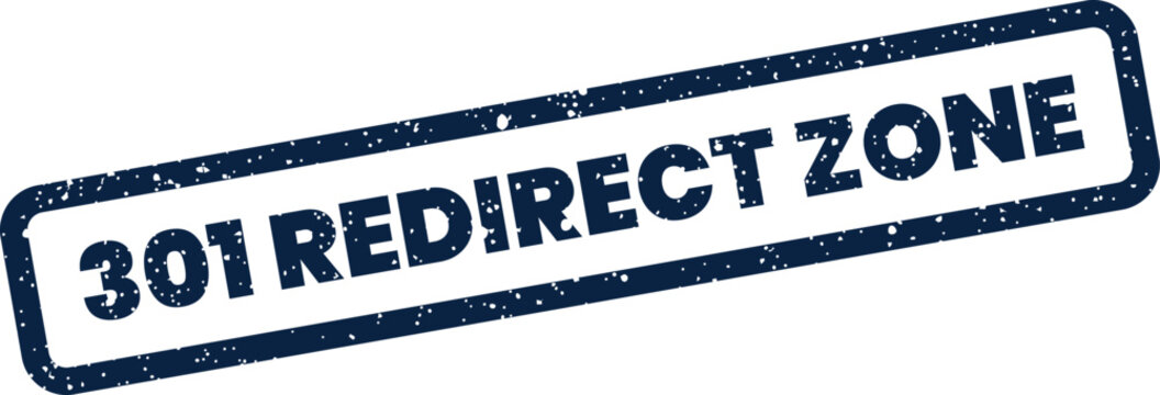 Distressed rectangular stamp indicating a 301 permanent redirect for specific web zones or server areas