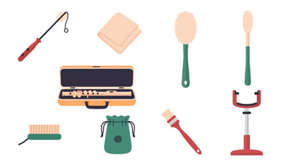 Musical instrument accessories on black background vector illustration