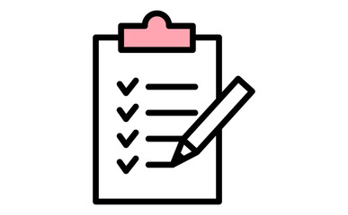 チェック作業を行うバインダー付きチェックリストのイラスト ビジネス業務やタスク管理のイメージ