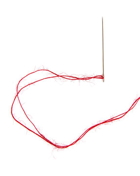 Threads on a white background. Selective focus. Isolate.