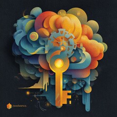 Abstract illustration of a hand unlocking creativity