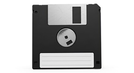 Obraz premium Vintage Black Floppy Disk Storage Medium on White Background