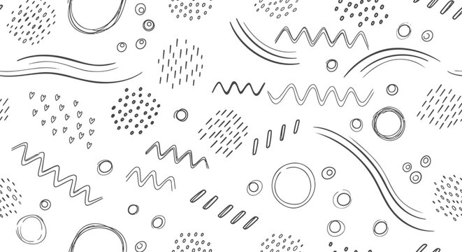 memphis pattern, geometric shapes, abstract vector illustration, black and white, for background or texture, overlay effect, for banner or poster or website