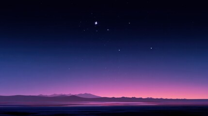 Naklejka premium Night sky with stars and silhouette mountains