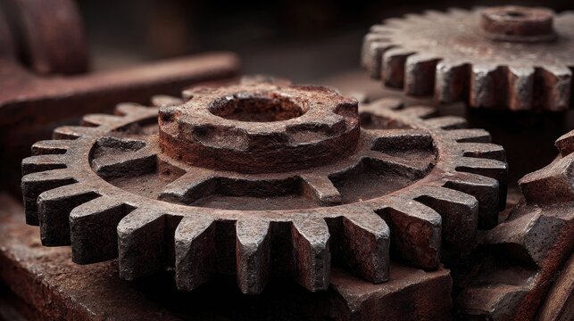 Rustic industrial gears close-up
