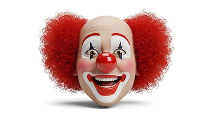 A clown mask with a creepy smile