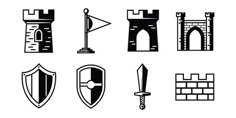Medieval castle and weapon icons © Anamul Haque  Munna
