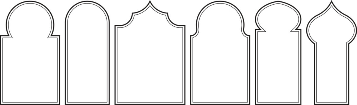 Islamic Arch Silhouette Set, Arabic Window Frames and Outlines