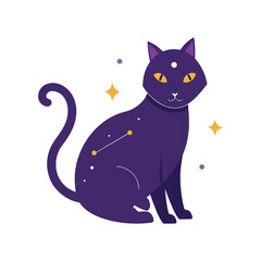 Fototapeta premium Cosmic Feline Illustration With Astrology Theme