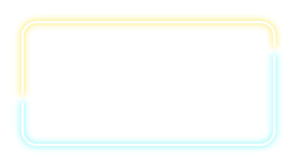 白背景に映える黄色と水色のネオン角丸フレーム 16:9
