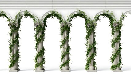 Elegant architectural columns with lush greenery