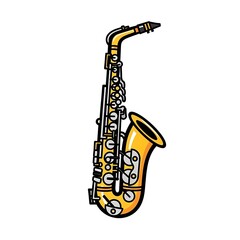 Naklejka premium Illustration of a Yellow Saxophone Instrument.