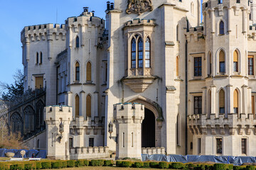 Gothic revival castle architecture with turrets and arched windows © Iurii Gagarin