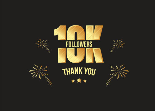 10k social media followers and subscribers template, greeting banner for fans, vector background for achievement celebration template, five thousands followers and subscribers with yellow background.