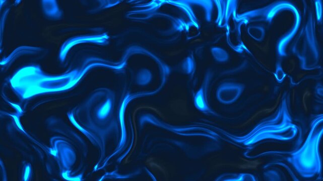 Abstract dark blue liquid wave background with glossy metallic texture