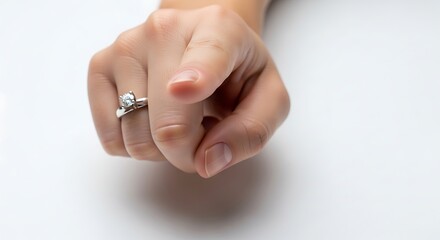 A hand with a diamond ring