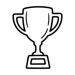 Trophy cup icon for achievement and success in hand-drawn doodle line art style