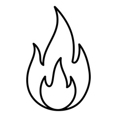 Fire flame line icon isolated on white background, simple black outline vector illustration