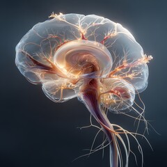 Abstract representation of the aging brain with evolving neural pathways