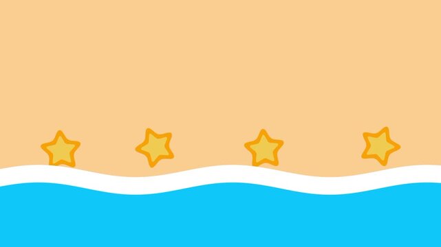 Stylized beach wave animation with starfish motion