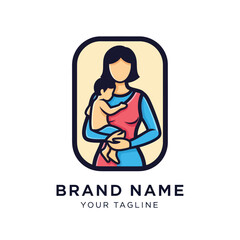 Mother Holding Baby in Illustration Style.