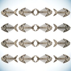 Fish skeletons in rows