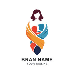 Mother and Child Logo Design Template.
