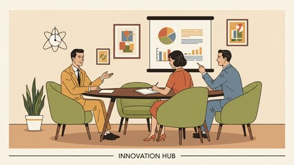 Fototapeta premium Team collaborating in innovation hub